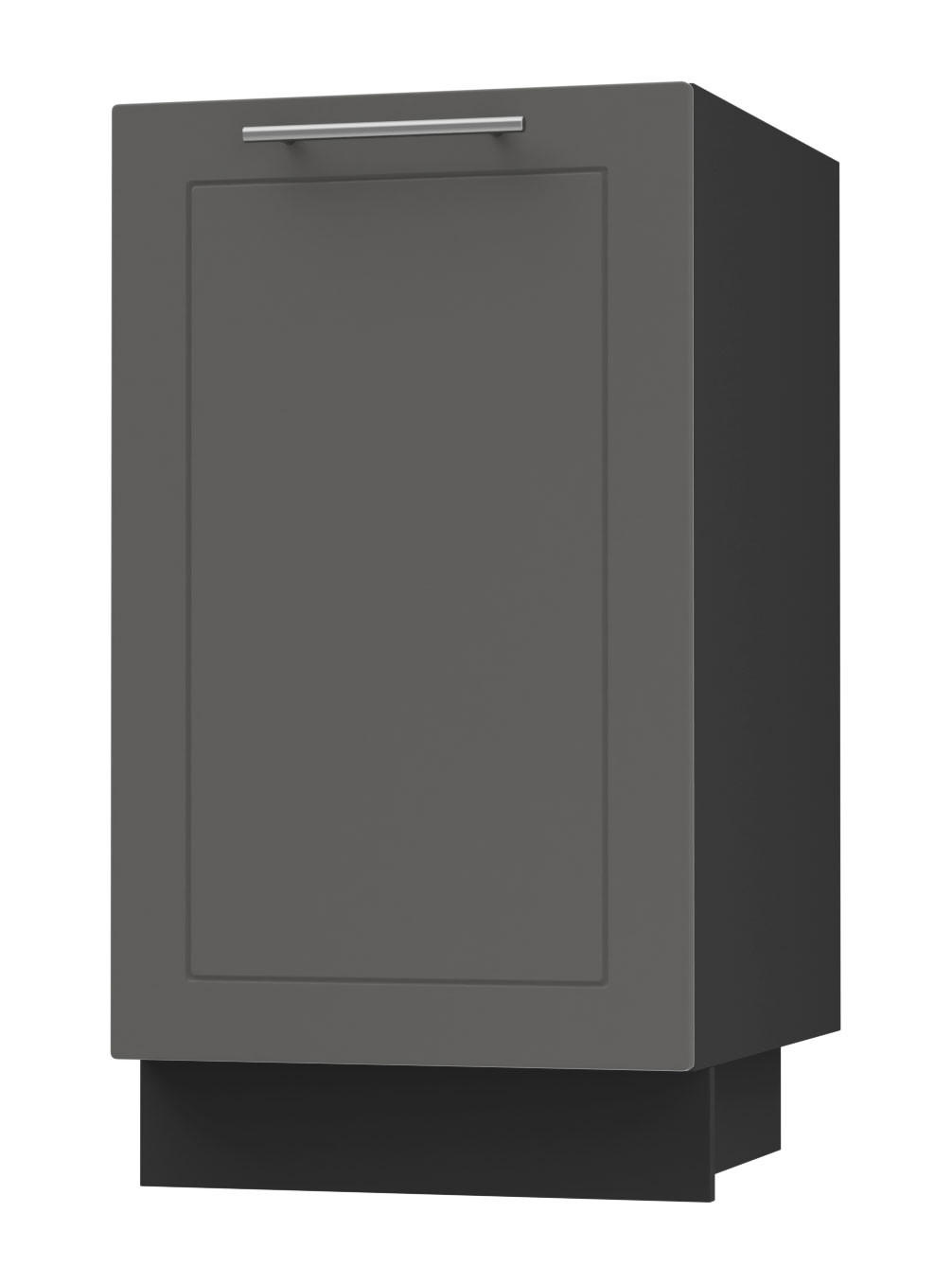 KÜCHENUNTERSCHRANK Kvantum D1D/45 Graphit Matt / Schwarz Matt 45 / 50 / 82cm - Schwarz/Graphitfarben, Holz/Holzwerkstoff (45/82/50cm) - Feldmann-Wohnen
