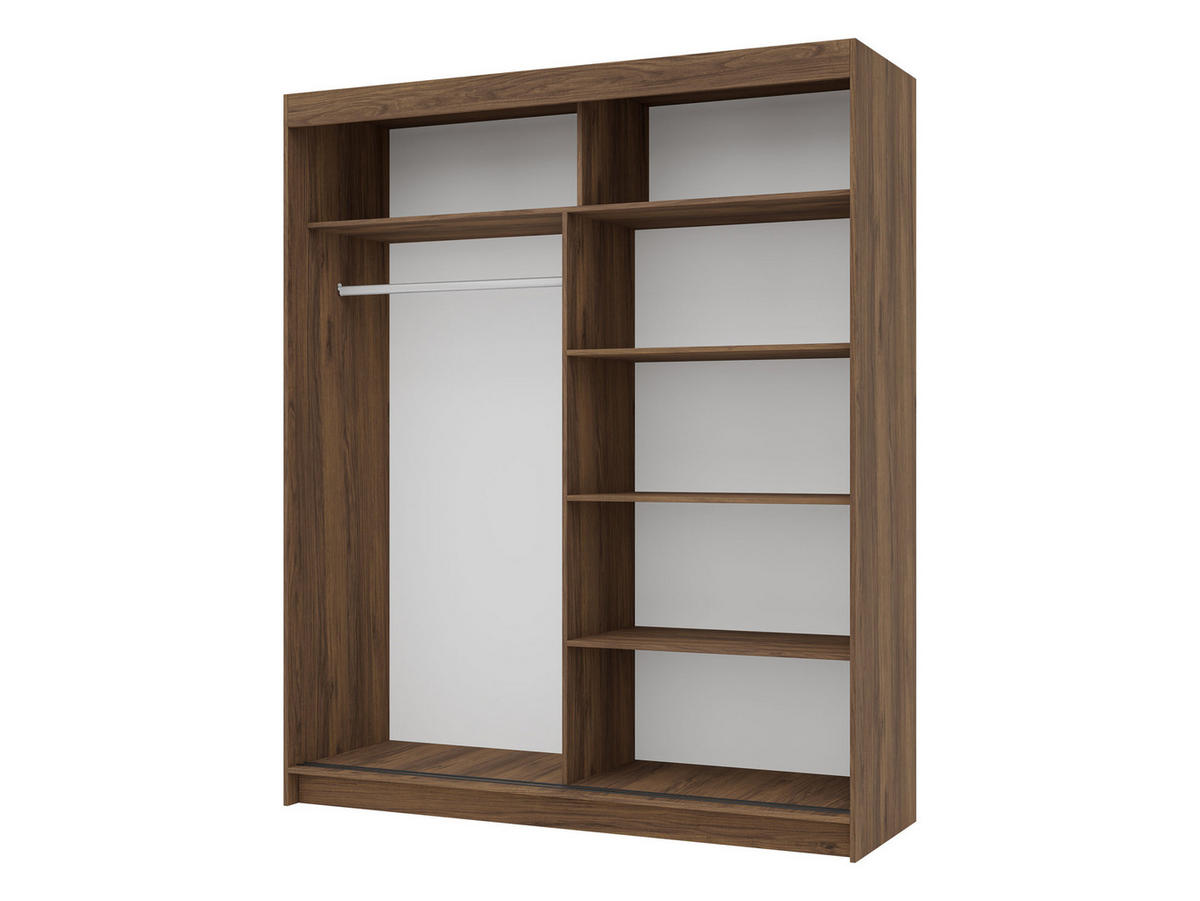 SCHIEBETÜRENSCHRANK Infinity III 180 - Nussbaumfarben/Schwarz, Holzwerkstoff/Kunststoff (180/200/58cm) - MIRJAN24