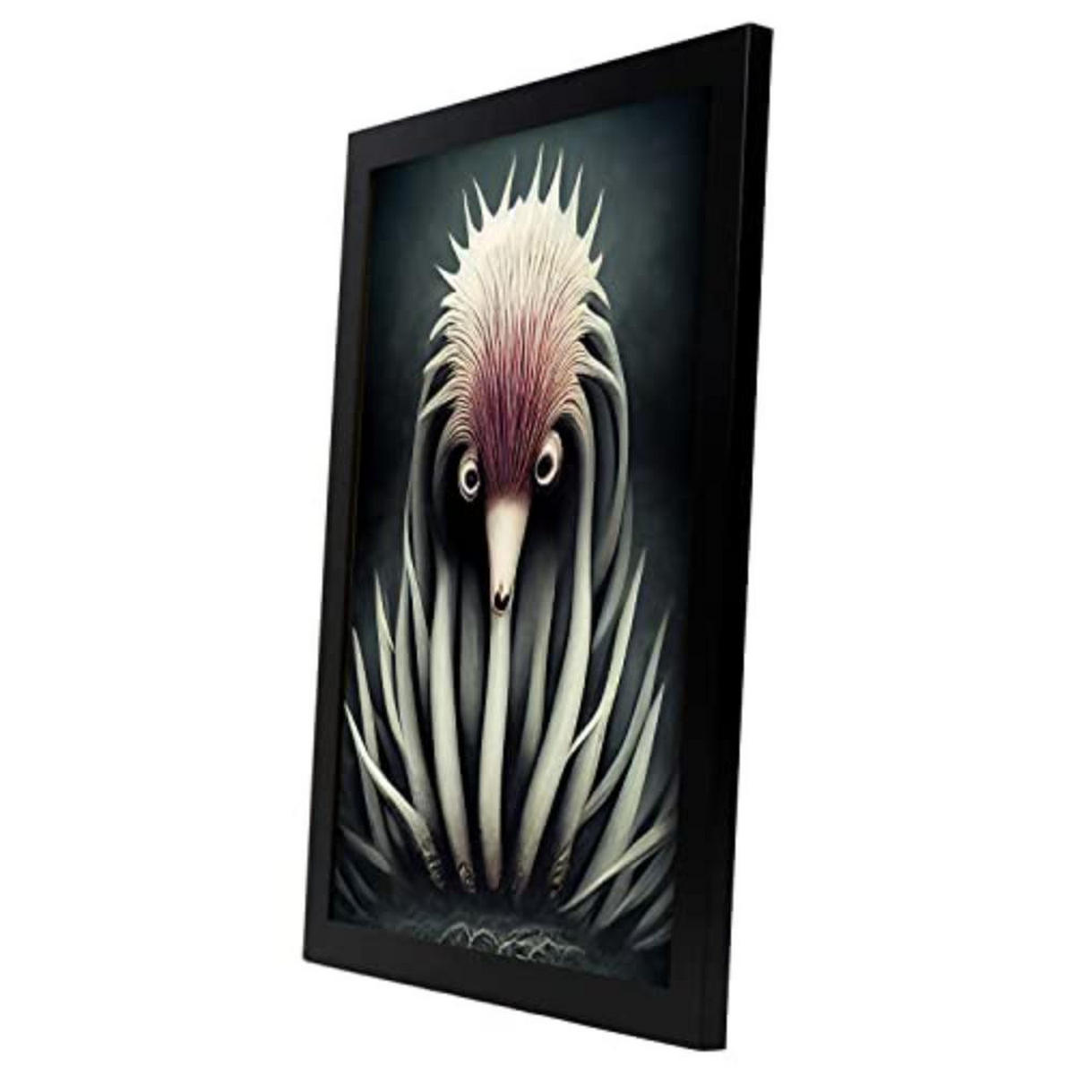 POSTER Set mit 4 Schwarz und weiß Tier im T Burton Goth Stil A3 Schwarzer Rahmen - Schwarz, Papier (29.7/3cm) - Nacnic