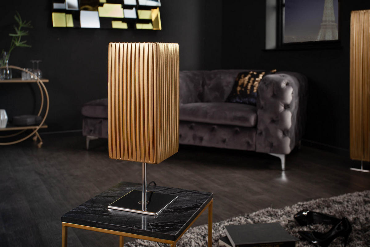 TISCHLEUCHTE PARIS Metall Gold 45 cm - Silberfarben/Goldfarben, Metall (14/14/43cm) - riess-ambiente