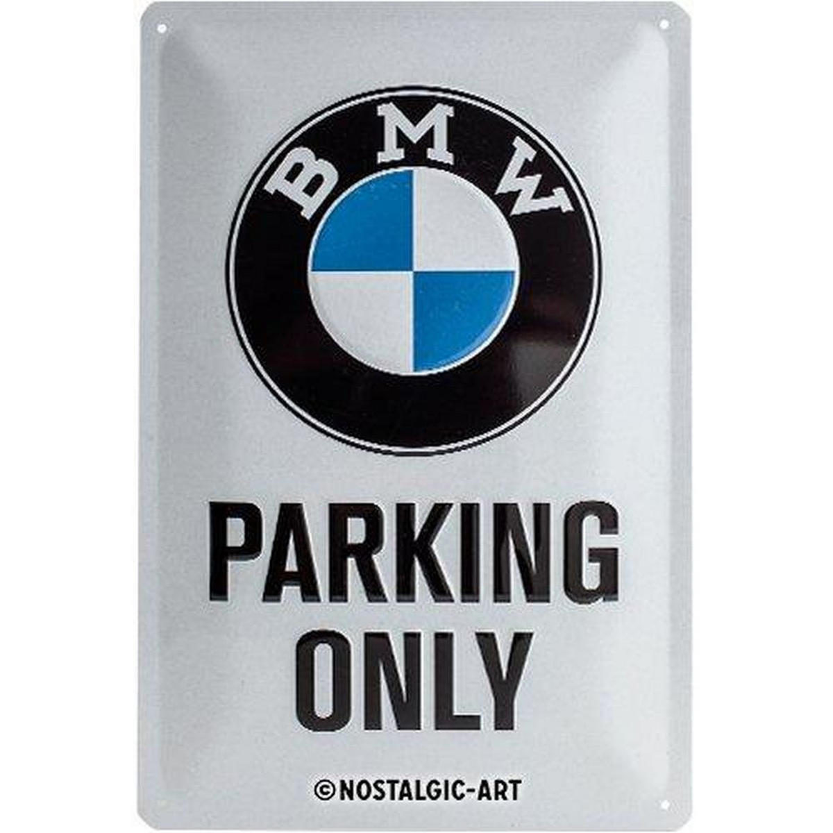 BLECHSCHILD 20/30 cm BMW Parking Only White - Multicolor, Metall (20/30/0.2cm) - Nostalgic-Art