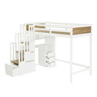 HOCHBETT 90/200 cm mit Schreibtisch und Stauraum, DE-41750, in Weiß - Weiß, Holzwerkstoff (90/200cm) - ComfortXL