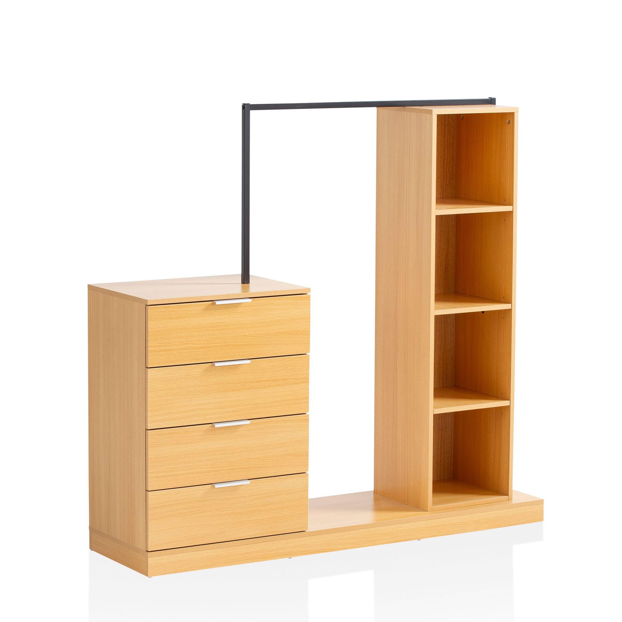 GARDEROBE Eiche-Dekor 145x136x40cm mit Regal und Kommode - Eichefarben/Braun, Holzwerkstoff (145/136/40cm) - KADIMA DESIGN