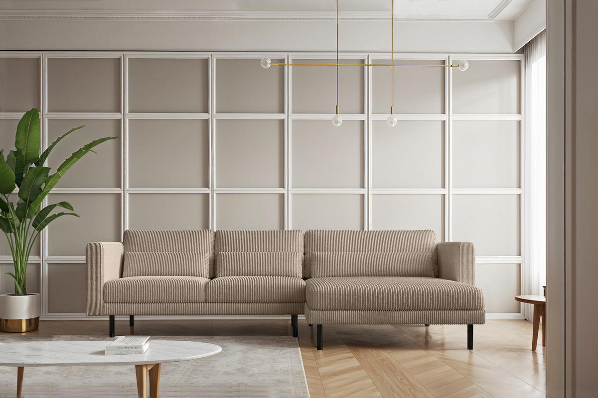 ECKSOFA L-form Dani Stoff Poso Dunkelbeige Rechts - Cappuccino, Holz (281/174cm) - Kaiser Möbel