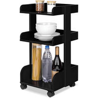 ROLLWAGEN Bosse Schwarz - Schwarz Hochglanz/Robinienfarben, Holzwerkstoff (32/69/35cm) - BoMoe