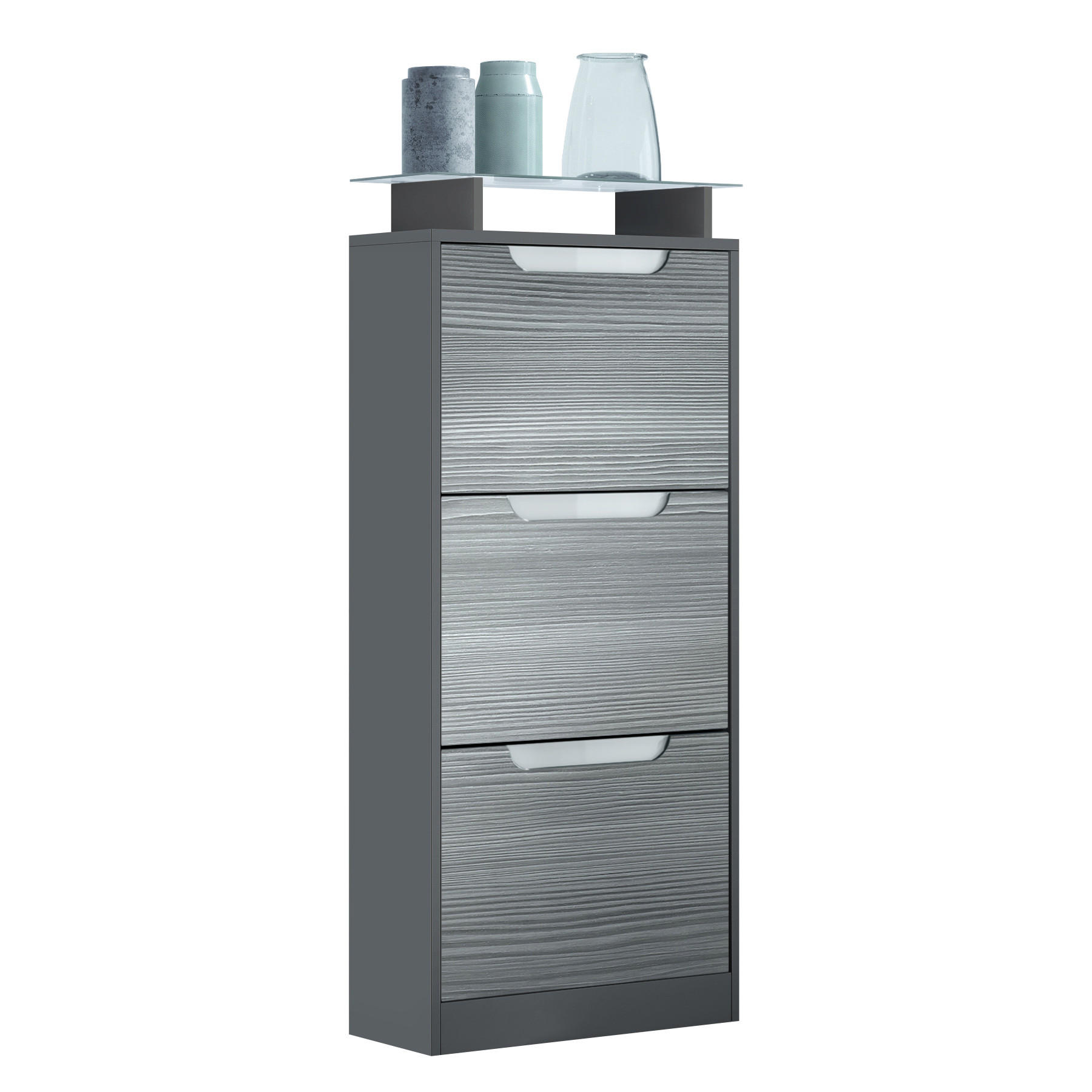 SCHUHSCHRANK Space Avola-Anthrazit - Anthrazit, Holzwerkstoff (46/128/23cm) - Vladon