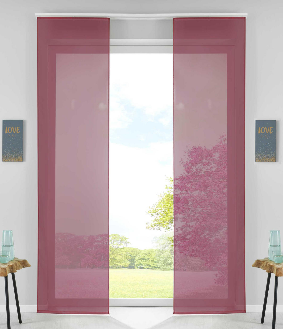 VORHANG 2ER SET HxB 245x60 cm Bordeaux - Bordeaux, Textil (60/245cm) - Gardinenbox