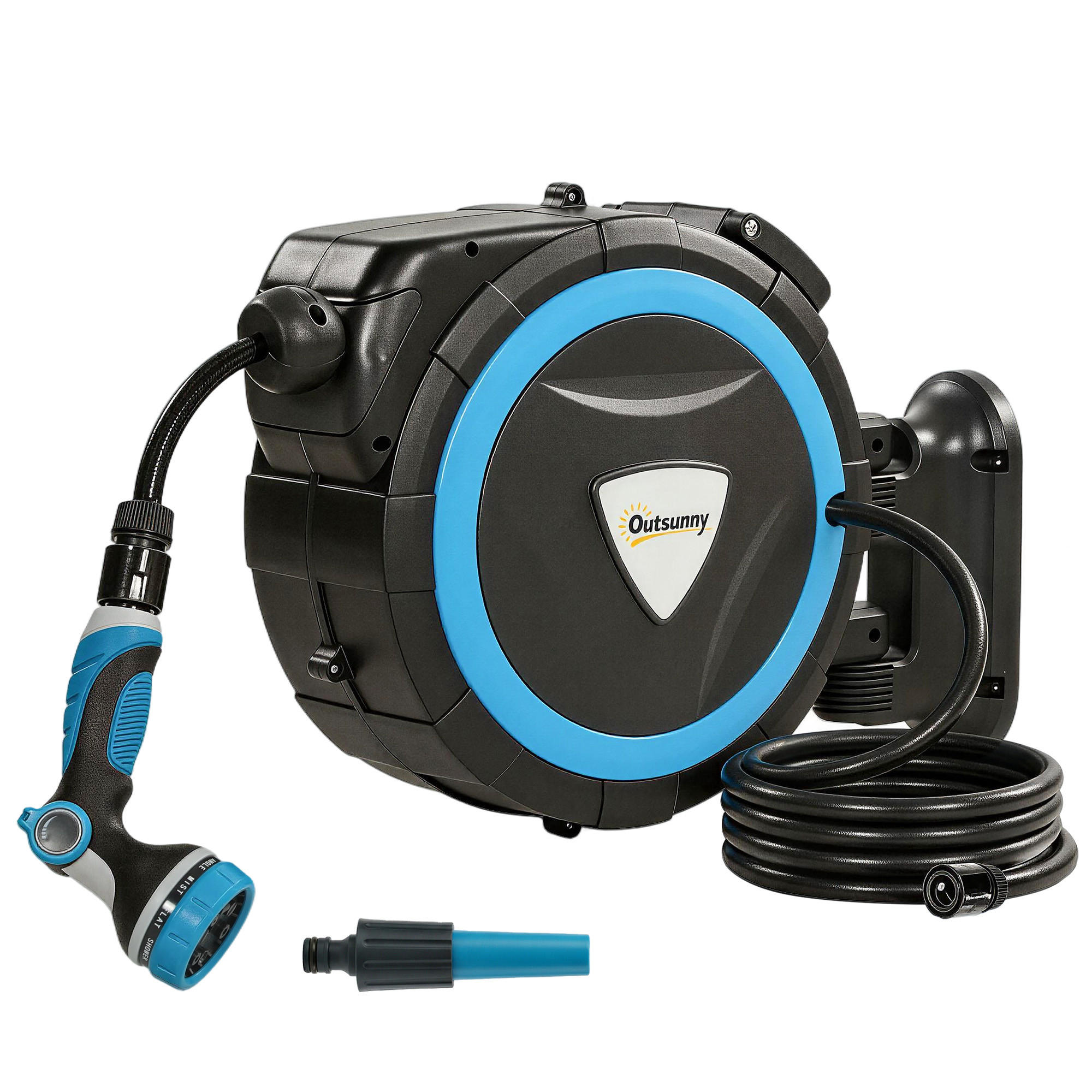 SCHLAUCHAUFROLLER DE-13868 15,5 m mit 12 Sprühmustern Blau - Blau, Kunststoff (15/37/49cm) - ComfortXL