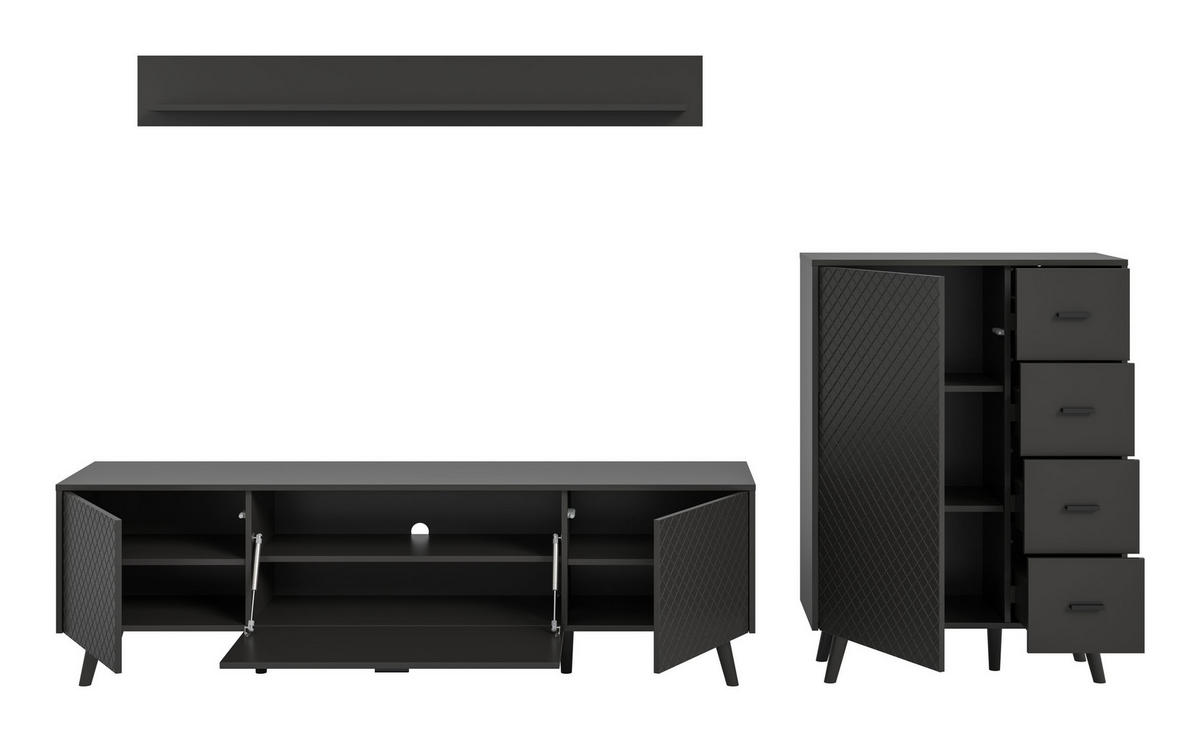 WOHNWAND Vinea 3 tlg. (B/H/T: ca. 269/175/40 cm) in grau/grau matt - Grau, Holzwerkstoff (269/175/40cm)