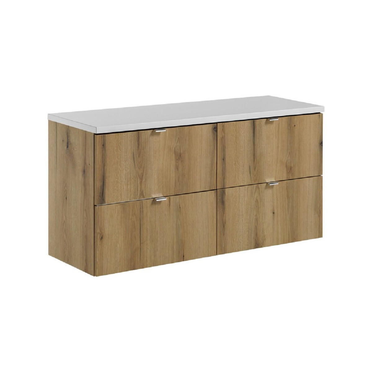 Milaros Markt Waschtischunterschrank Eiche Wotan, Weiß 120x57x40 cm