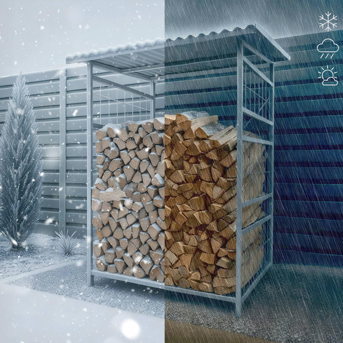 KAMINHOLZREGAL 120/110/191 cm Metall Metall - Chromfarben, Metall (120/191/110cm) - CLP