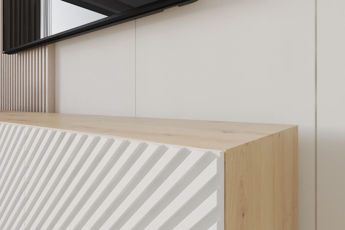 LOWBOARD ZENO-W 3x100x40x41 cm - Artisan / Weiß - Weiß, Holzwerkstoff (300/40/41cm) - ALTDECOR