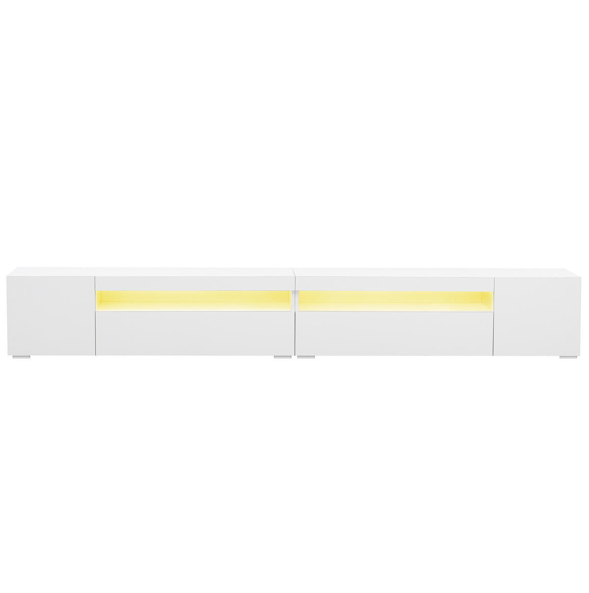 TV ormarić 240/38,5/35,5 cm bijeli od MDF-a s promjenjivom LED rasvjetom - bijela, drvni materijal (240/35.5/38.5cm) - OKWISH