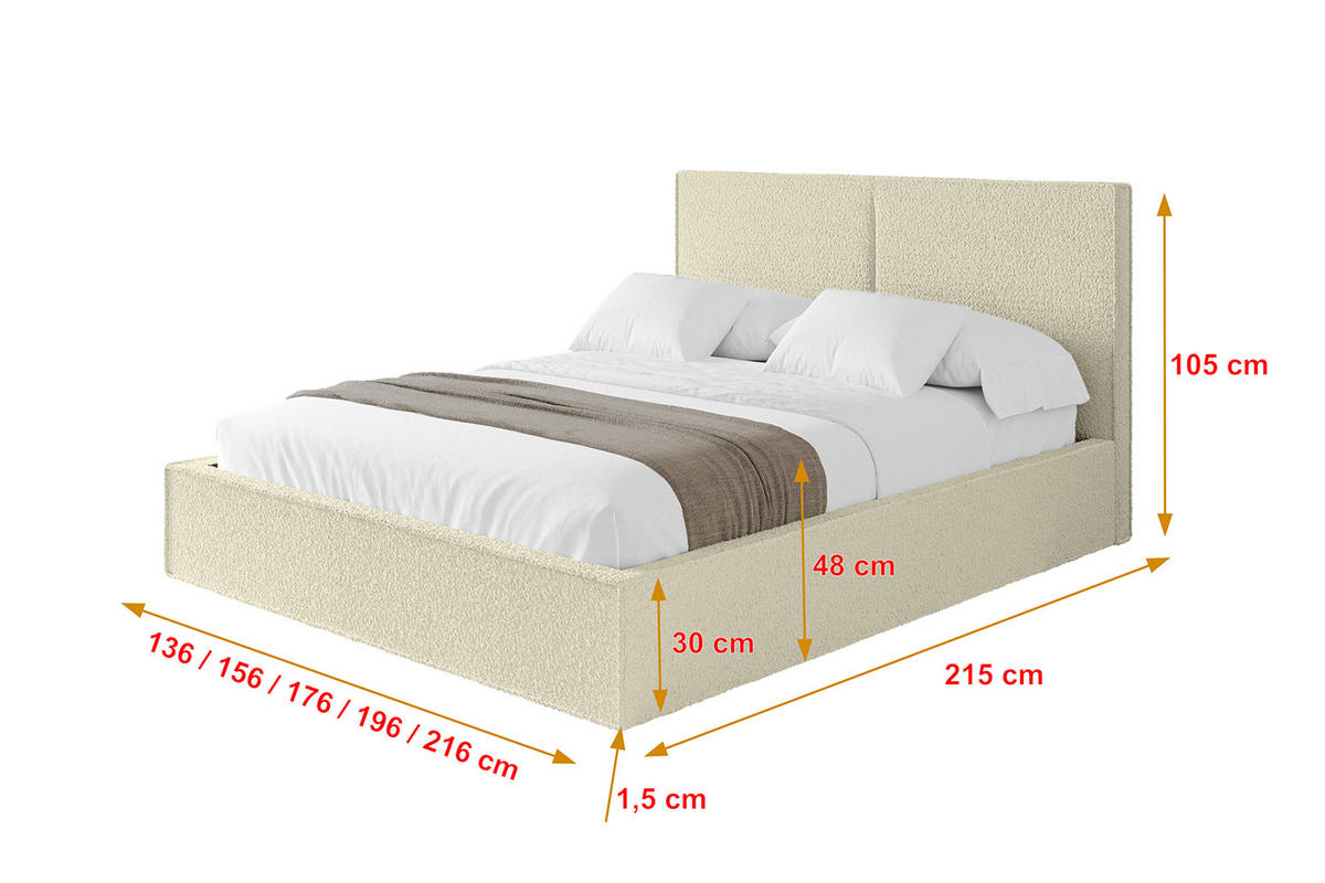 POLSTERBETT mit Bettkasten und Lattenrost, Bett mit Matratze H3/H4 - EMMI 180x200 Beige - Taupe, Holzwerkstoff/Textil (180/200cm) - ALTDECOR