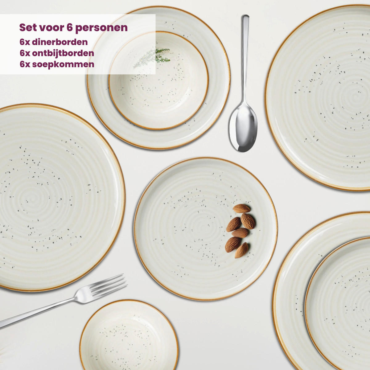 GESCHIRRSET18-TEILIG GESCHIRRSETBaltic Vanilla - 18-teilig / 6 Personen - Creme, Keramik (2/2/1cm) - Cosy & Trendy