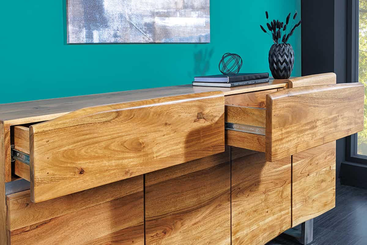 SIDEBOARD MAMMUT Akazie 170cm - Silberfarben/Braun, Holz/Metall (170/89/45cm) - riess-ambiente