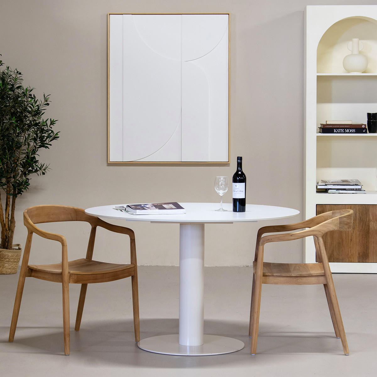 ESSTISCH Rund 120cm aus Keramik, Weiß - Weiß, Metall (120/120/76cm) - Giga Meubel