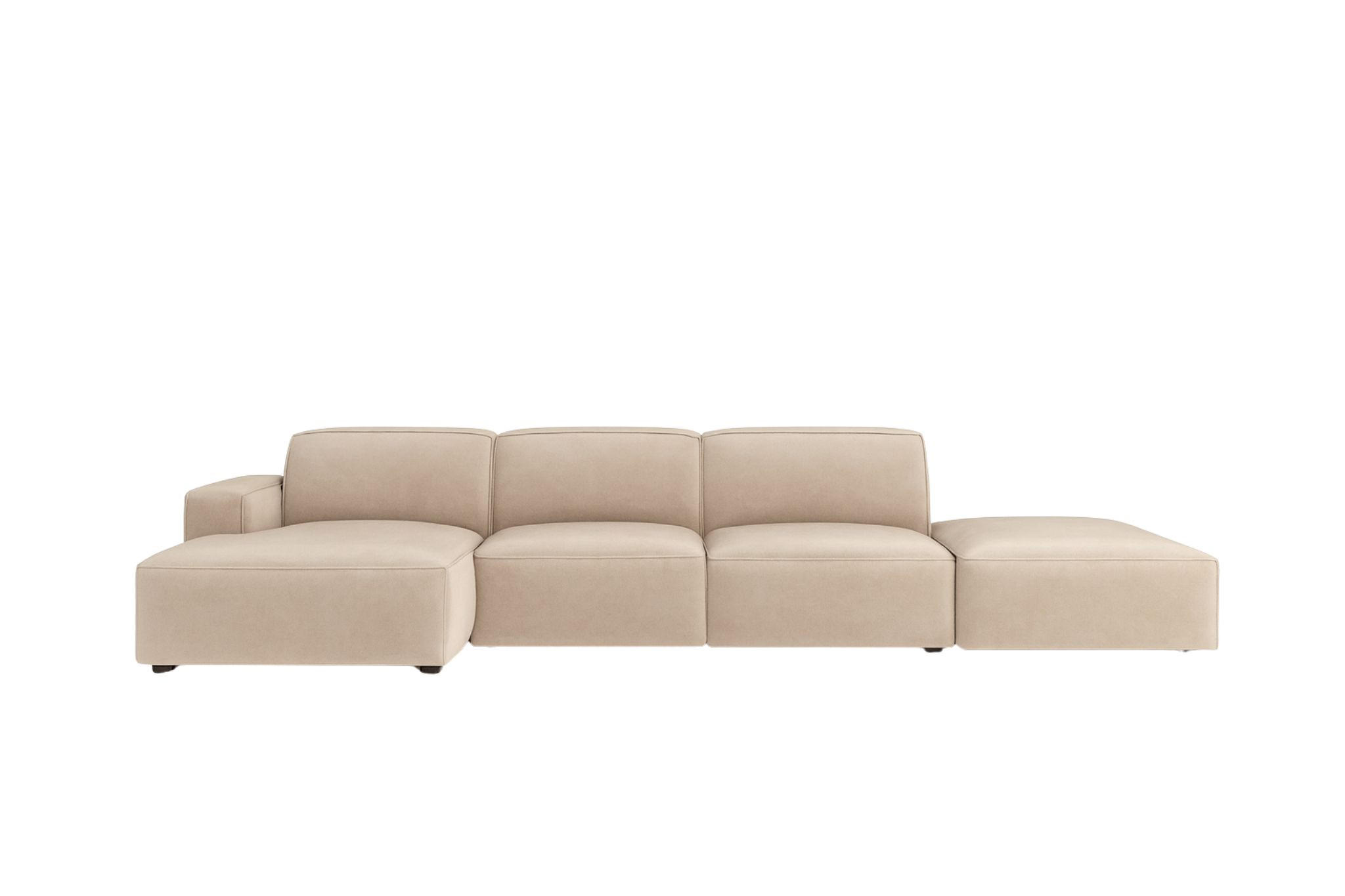 ECKSOFA Cursal L-Form, Stoff Salvador, Beige + Hocker, Links - Beige, Holz (341/166cm) - Kaiser Möbel