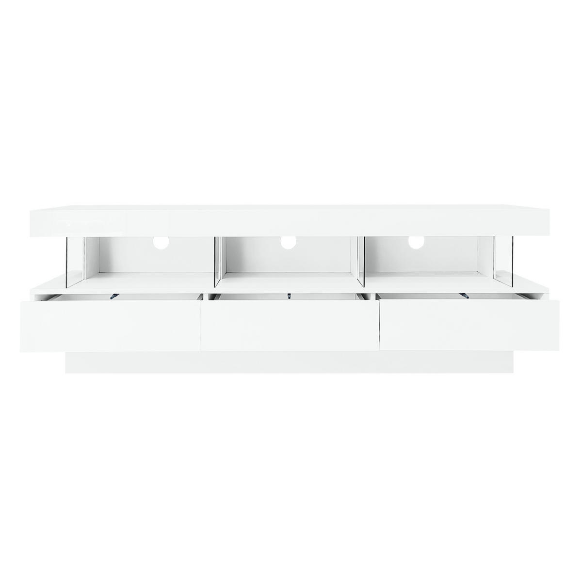 TV-ELEMENT mit LED-Beleuchtung 160 x 38 x 50,5 cm Weiß Hochglanz - Weiß, Holzwerkstoff (38/50.5/160cm) - Beauniv