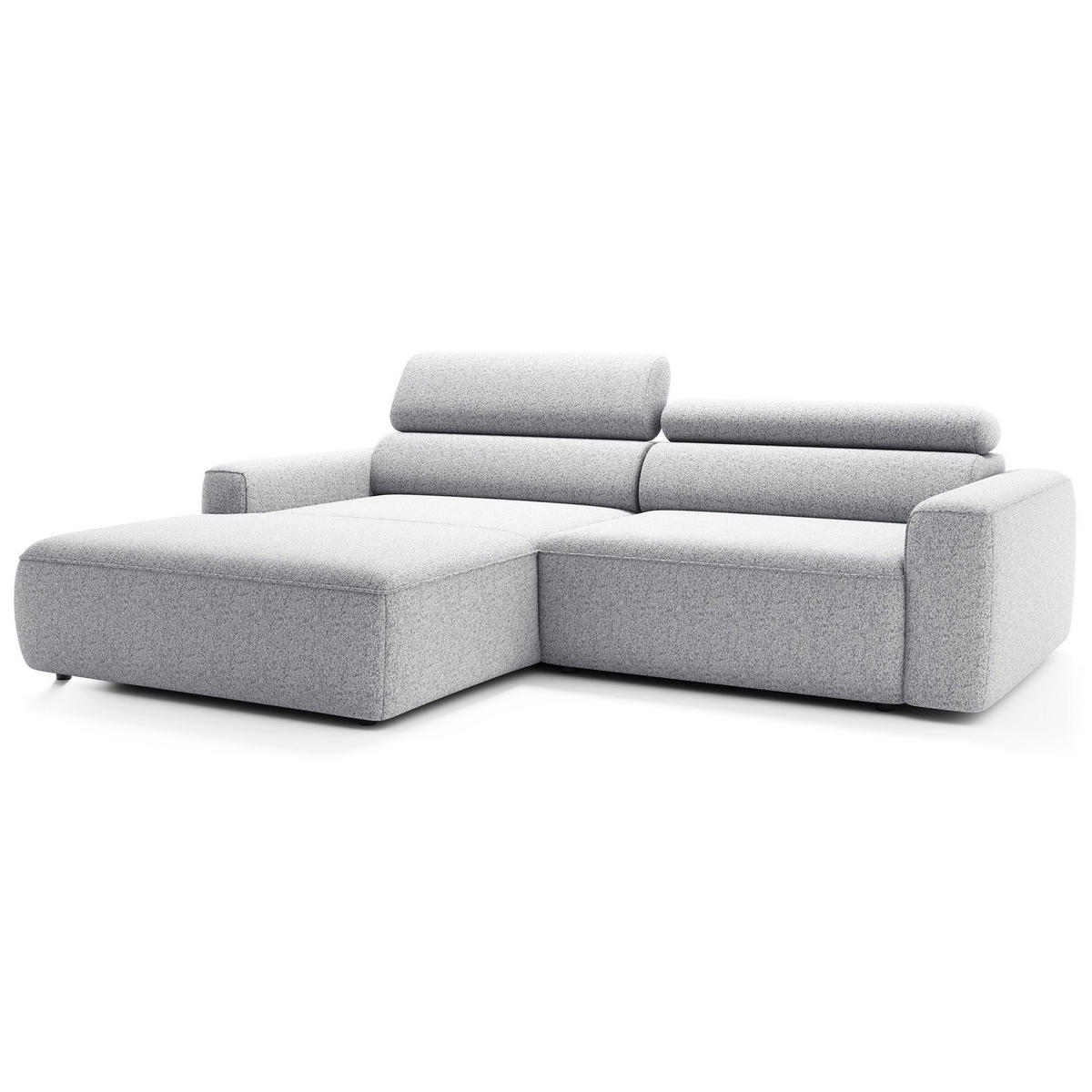 ECKSOFA Fando mit Schlaffunktion, L-Form, 4-Sitzer 252 cm, links Flechtstoff Hellgrau - Hellgrau/Schwarz, Holz/Kunststoff (252/182cm) - Selsey