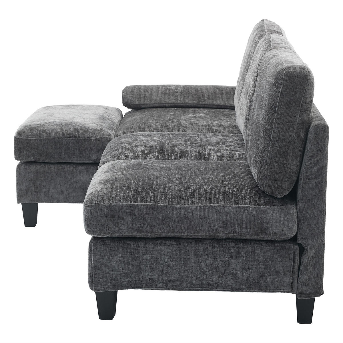 ECKSOFA 280/180/65 cm Beige Cord mit 1 Fußhocker - Beige, Textil (180/280cm) - Oxeza