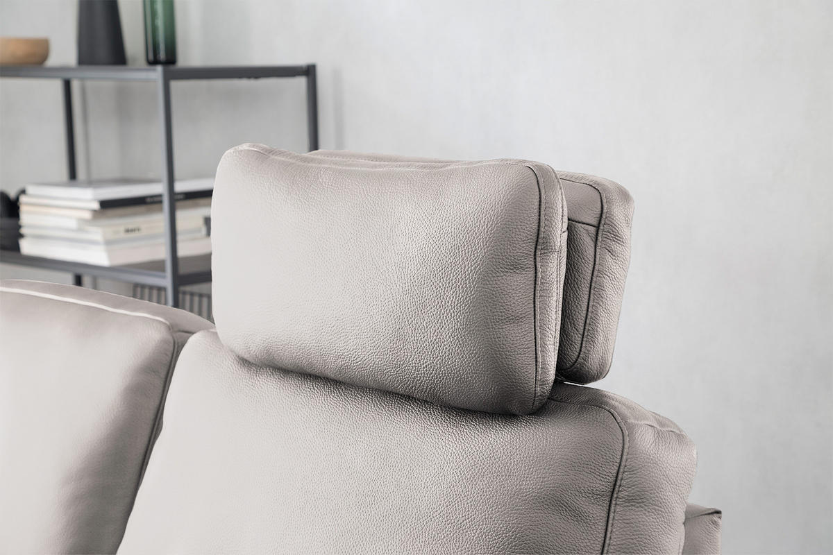 LEDERSOFA HURRICANE Hellgrau Leder - Silberfarben/Hellgrau, Leder (170/87/141cm) - KAWOLA