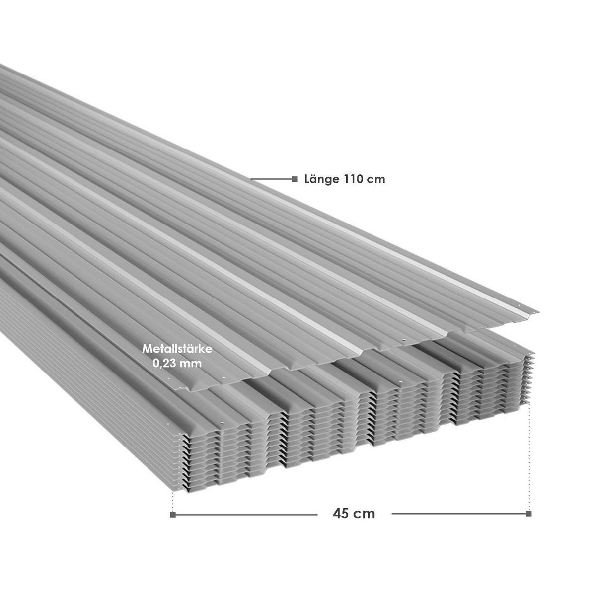 PROFILBLECH Grau 110x45 cm 14er-Set - Grau, Metall (45/110cm) - Juskys