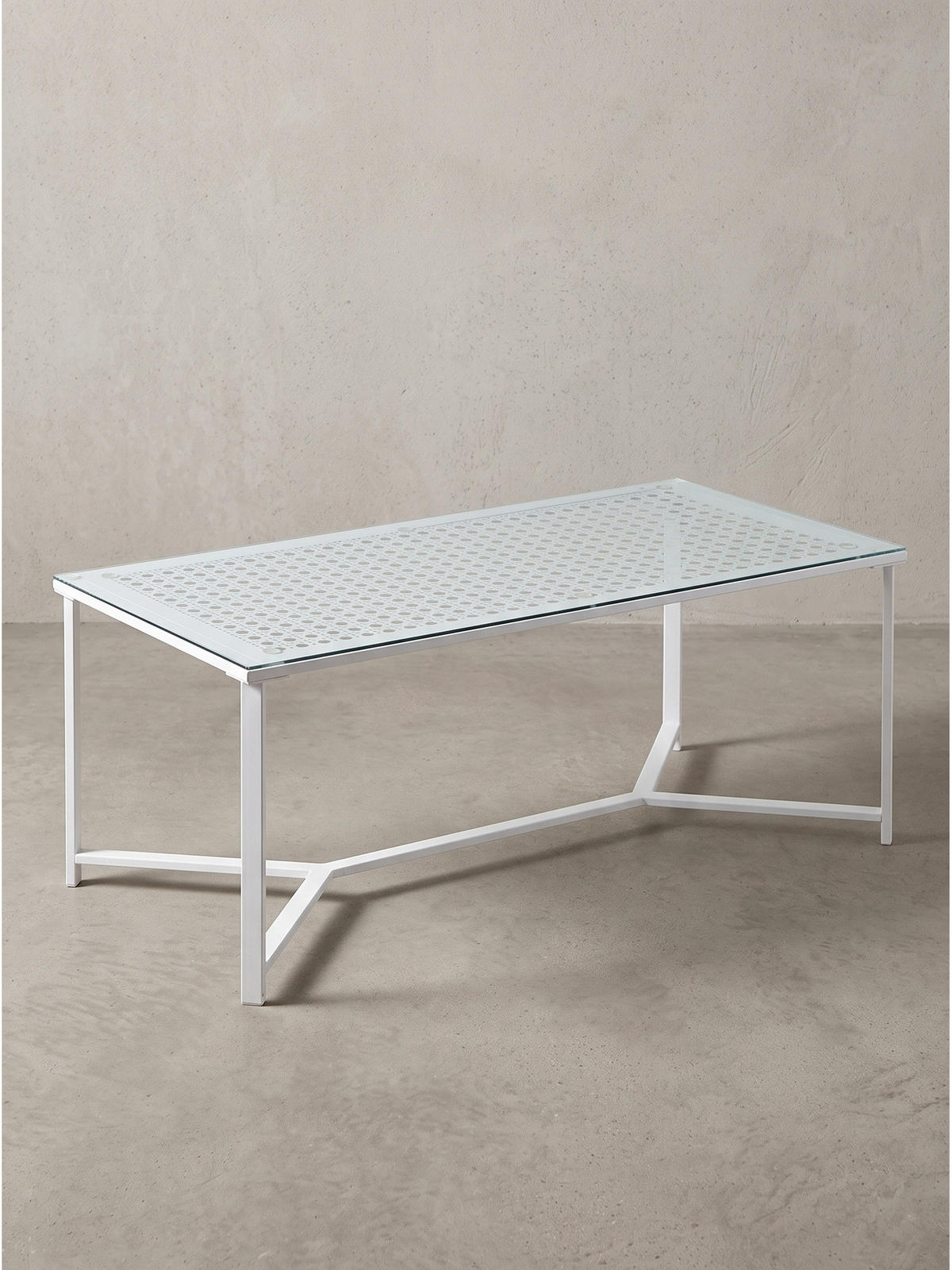 COUCHTISCH ALCUDIA, Einscheibensicherheitsglas, Weiß, 100 x 50 x 42 cm - Weiß, Glas/Metall (50/100/42cm) - KADIMA DESIGN