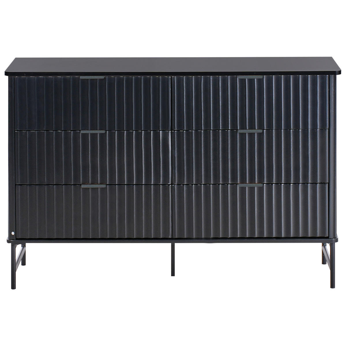 KOMODA s 6 zásuvkami Černá Glastonbury - černá, kompozitní dřevo (120/80/40cm) - Beliani