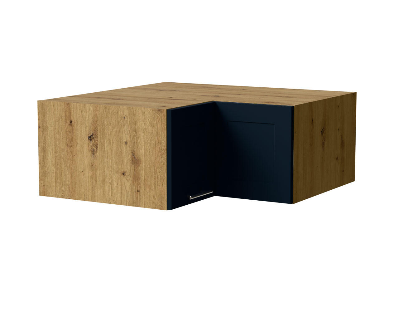 ECKAUFSATZSCHRANK Oslo W14/90/36 Eiche Artisan / Indigo Matt 90 / 90 / 36cm - Eiche Artisan/Dunkelblau, Holz/Holzwerkstoff (90/36/90cm) - Feldmann-Wohnen