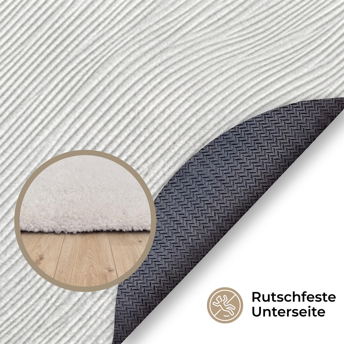 KOBERCE - Vlny - rebrovanie - biele - 90x90 cm - biela, textil/plast (90/0.4cm) - OnlyWow