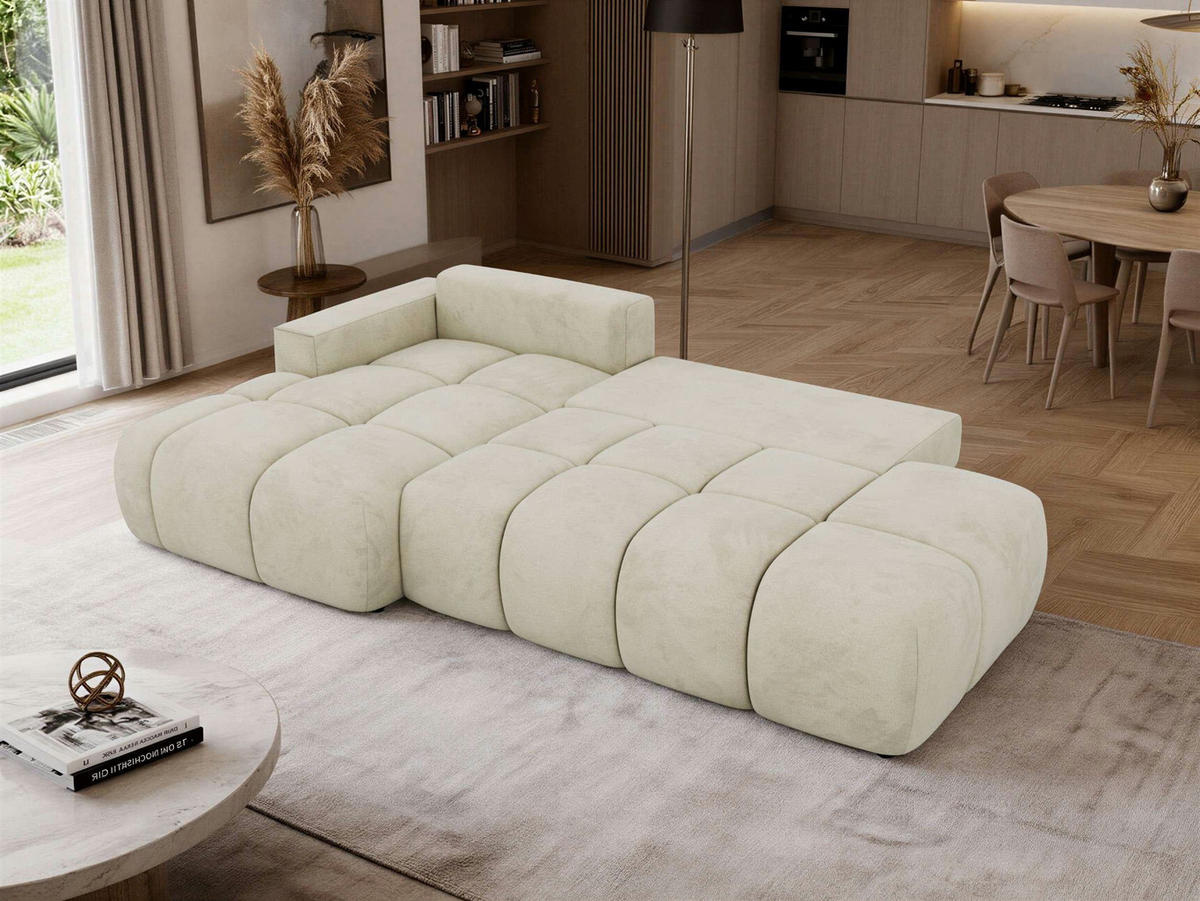 ROHOVÁ SEDAČKA LORAN L Béžová Samet - Vlevo - černá/béžová, textil/plast (170/292cm) - MKS