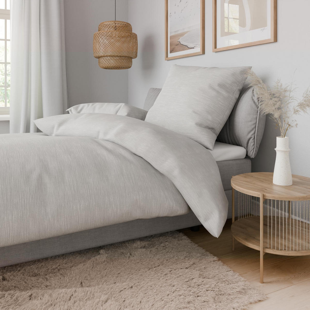 BETTWÄSCHE 200x200 Renforce Bettbezug Baumwolle Melange Silber - Silberfarben, Textil (200/200cm) - Carpe Sonno