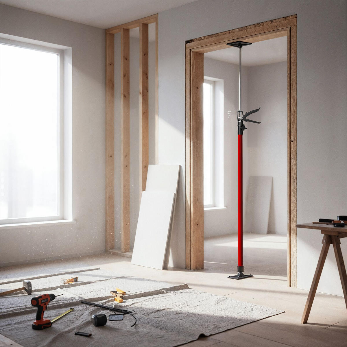 TELESKOPSTÜTZEN 4er Set, mit Schnellspannsystem, rot - Rot, Textil - tectake