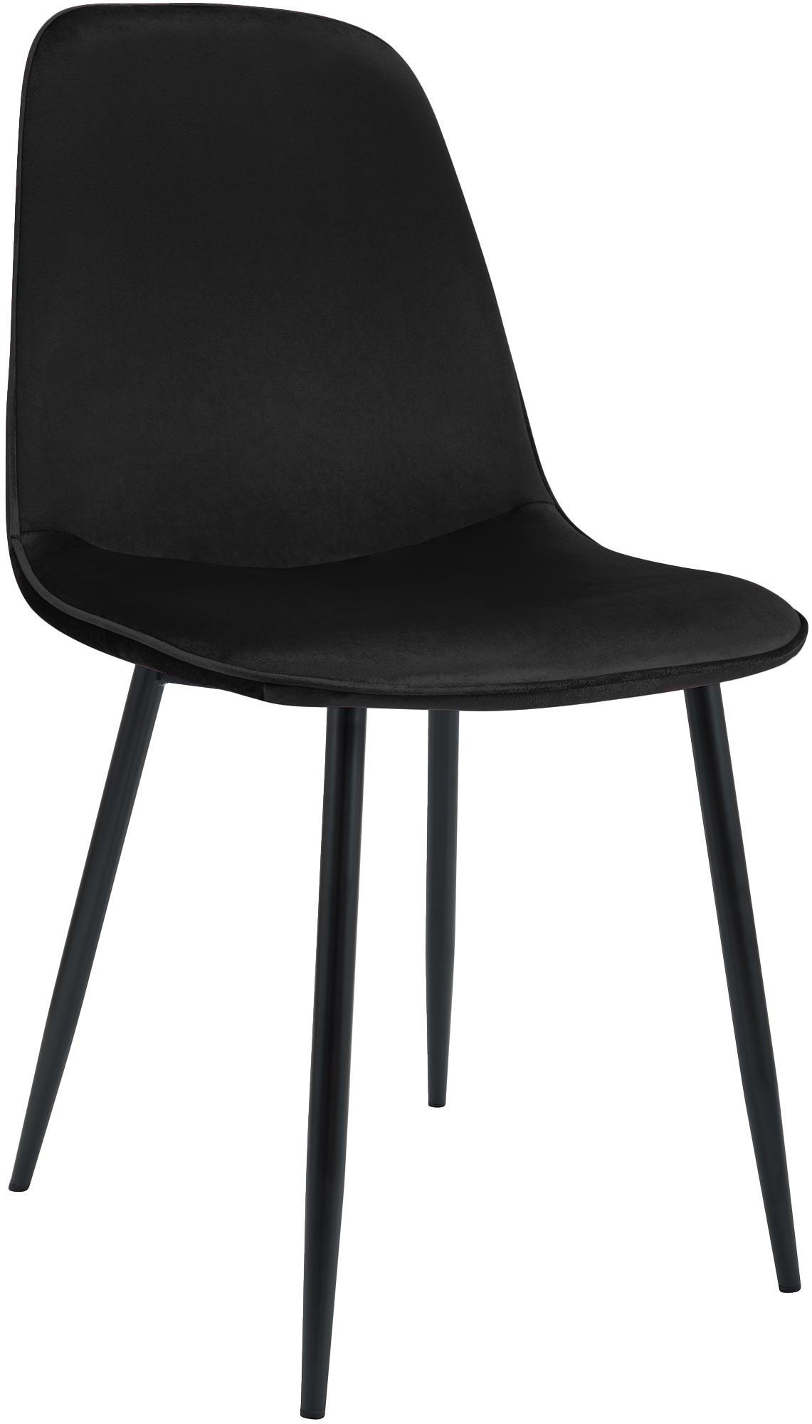 ESSZIMMERSTUHL Samt Schwarz - Schwarz, Textil/Metall (45/88/54cm) - CLP