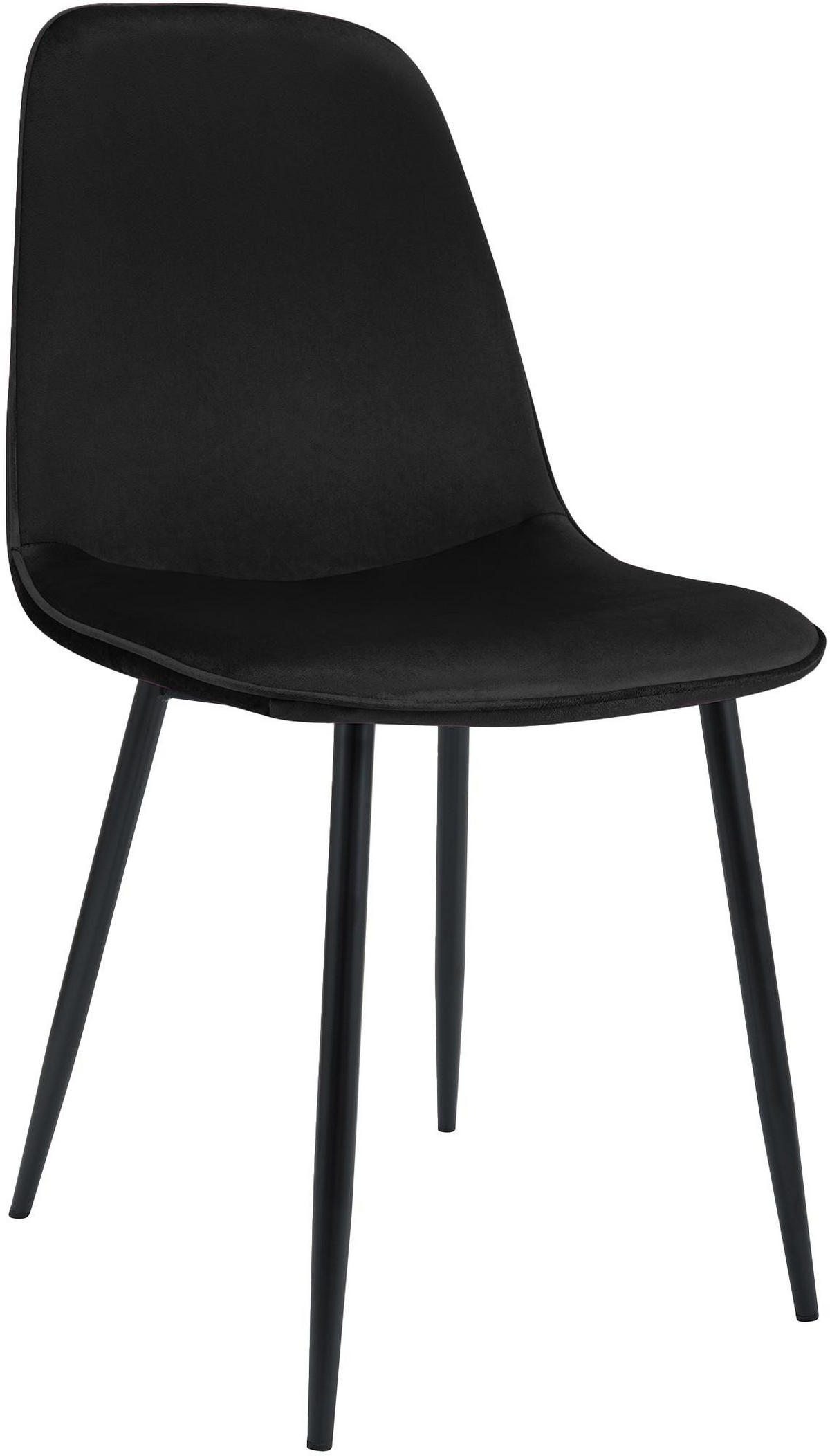 ESSZIMMERSTUHL Samt Schwarz - Schwarz, Textil/Metall (45/88/54cm) - CLP