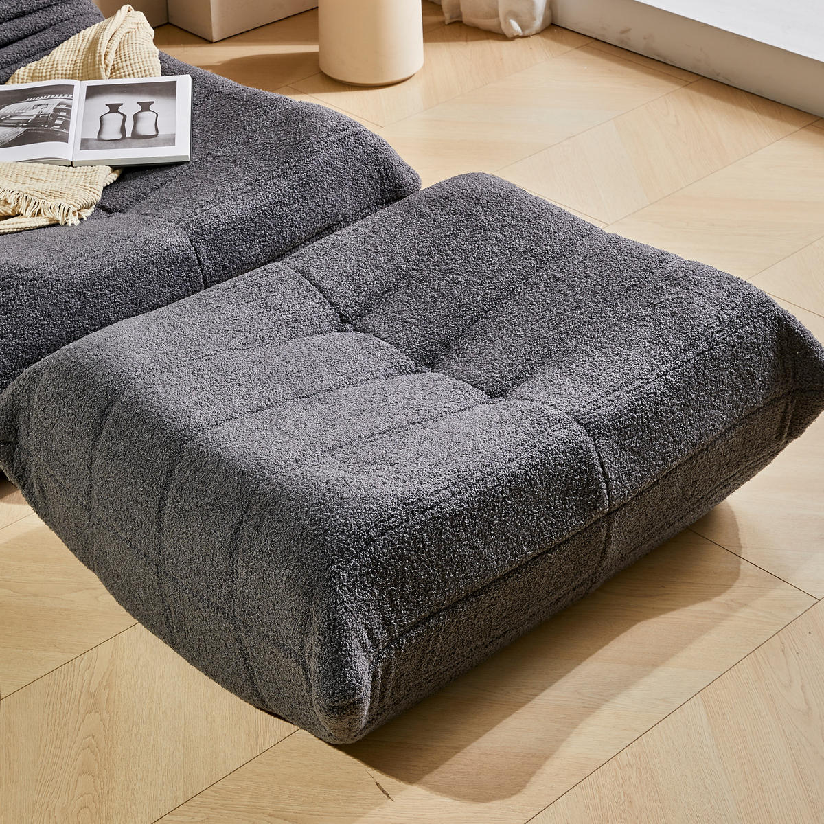 LIEGESESSEL in Sacksessel-Form 112/120/82 cm Schwarz für Schlafzimmer Wohnzimmer - Schwarz, Textil (120/82/112cm) - OKWISH