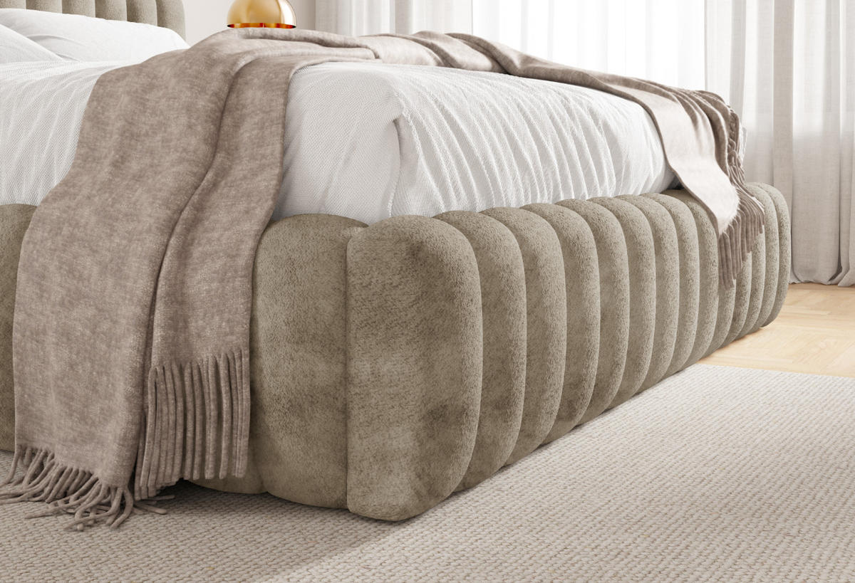 POLSTERBETT mit Stauraum Bouclé 200x200 cm in Steingrau - Dunkelgrau, Textil (200/200cm) - Home Collective