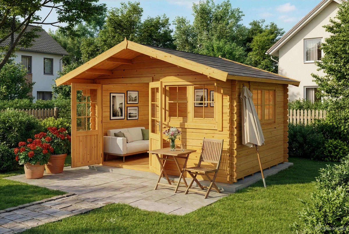 GARTENHAUS Holz Gabriel - Pinienfarben, Holz (438/268/367cm) - Alpholz