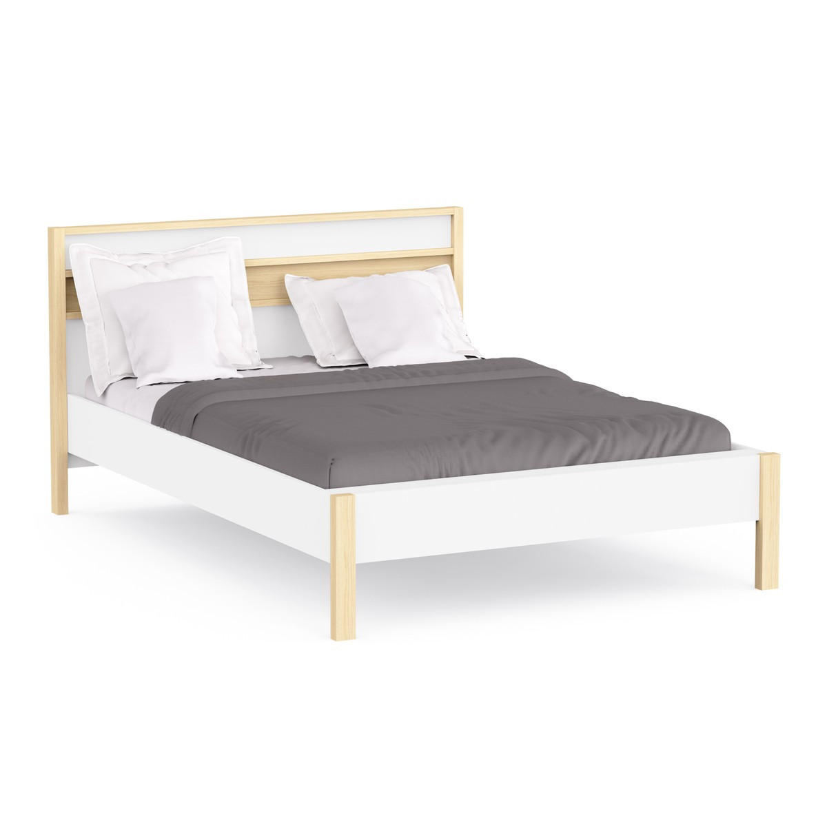 BETT in Weiß und Eichen-Dekor 151,9/207,3/95 cm - Weiß, Holzwerkstoff (140/190cm) - Calicosy