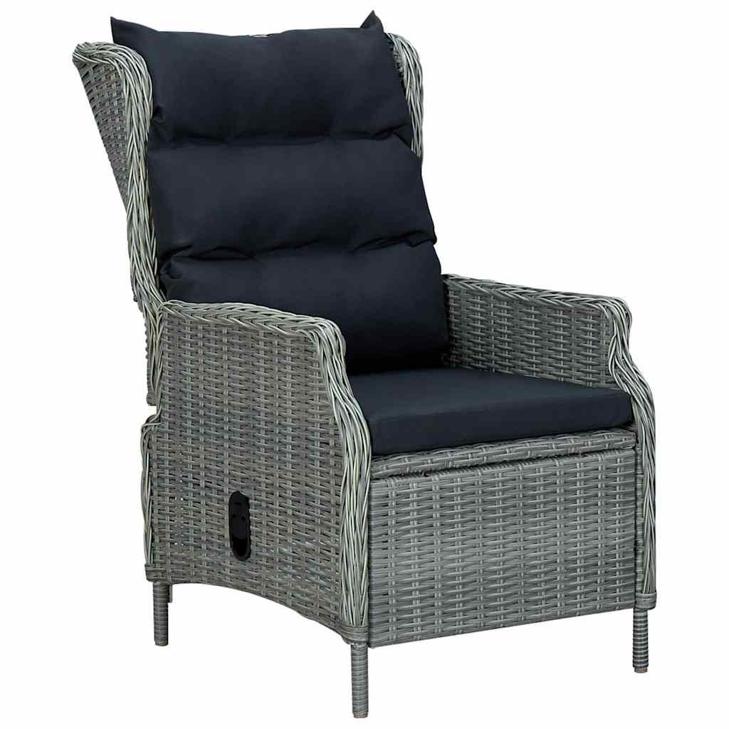 GARTENSESSEL mit verstellbarer Rückenlehne und Auflagen, 57/88/100 cm, aus Poly Rattan, Hellgrau - Hellgrau, Naturmaterialien/Textil (88/100/57cm) - vidaXL