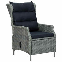 GARTENSESSEL mit verstellbarer Rückenlehne und Auflagen, 57/88/100 cm, aus Poly Rattan, Hellgrau - Hellgrau, Naturmaterialien/Textil (88/100/57cm) - vidaXL