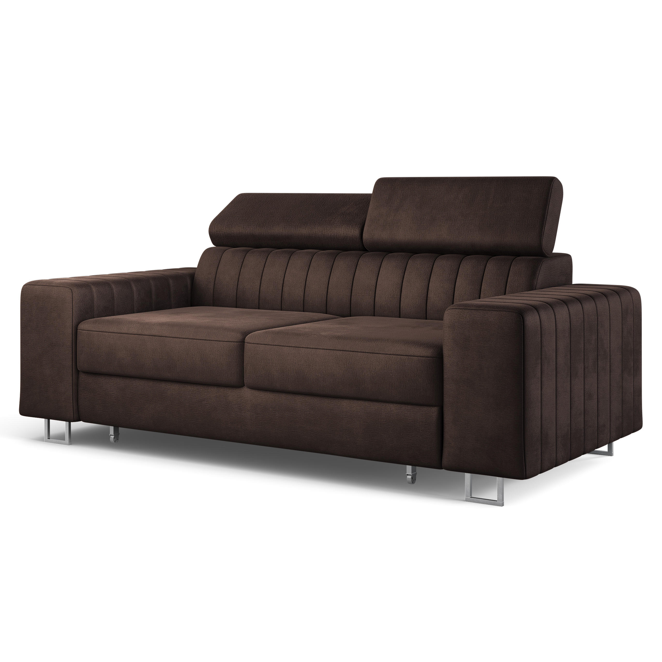 BETTSOFA SOLAN Braun Velours-Stoff mit Schlaffunktion - Braun, Holz/Textil (194/88/90cm) - MASSENO