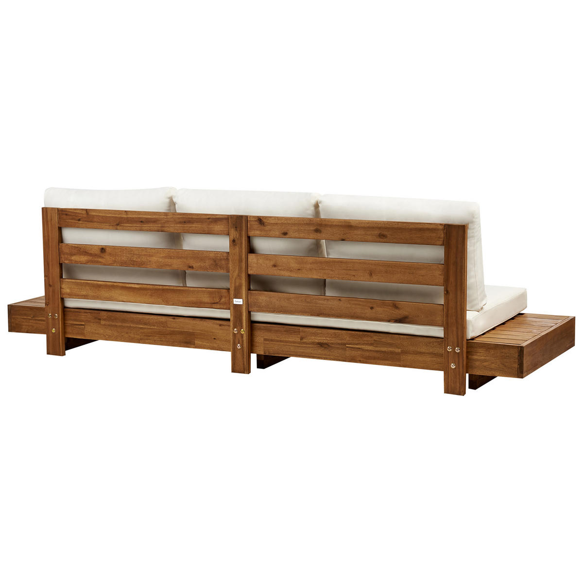 LOUNGESOFA 3-Sitzer Heller Holzfarbton Marettimo - Hellbraun/Weiß, Holz (230/70/68cm) - Beliani