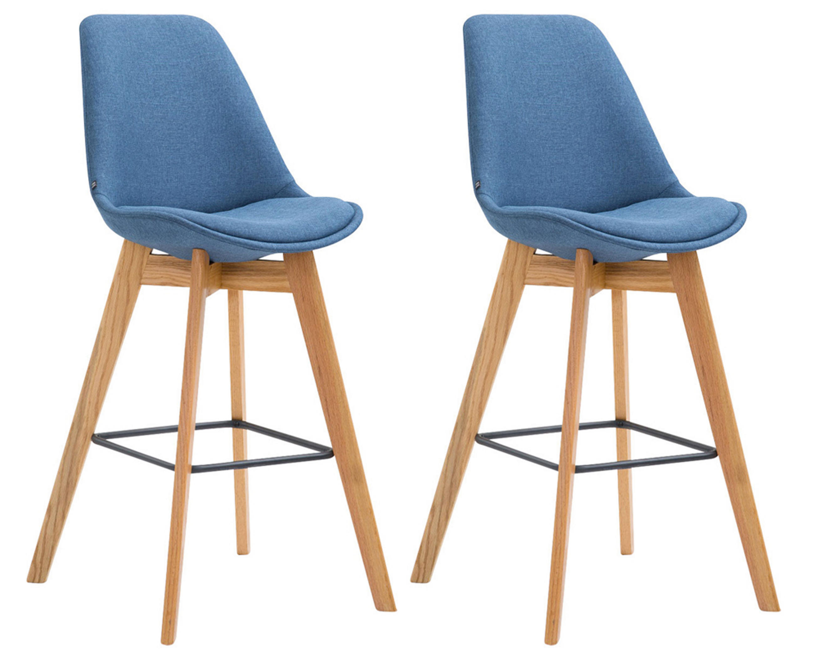 BARHOCKER 2er Set Meta Stoff natura blau - Blau, Holz/Textil (48/112/56cm) - TPFLiving