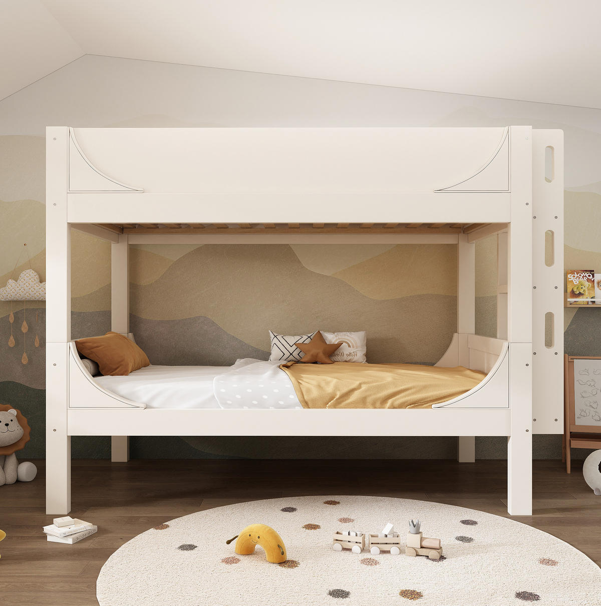 ETAGENBETT 90/200 cm Weiß, trennbar mit flexibel montierbarer Leiter - Weiß, Holzwerkstoff (90/200cm) - Flora Grace