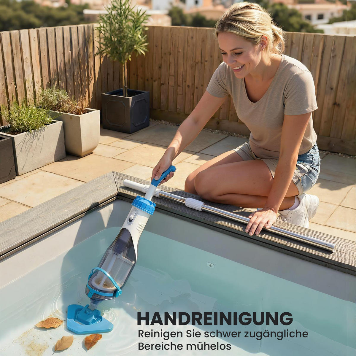 POOLSAUGER ABS Aluminium Blau - Blau, Kunststoff (24/13.5/90cm) - Outsunny