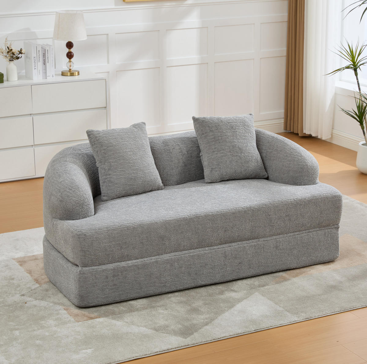 SCHLAFSOFA 157/84/65 cm aus Chenille mit Klappfunktion Hellgrau - Hellgrau, Textil (84/65/157cm) - Modenvie