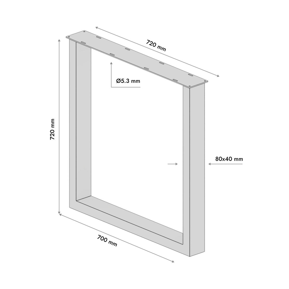 TISCHBEINE Eta Lite 2er-Set Schwarz 72cm - Schwarz, Metall (72/72/8cm) - Metalo Pro