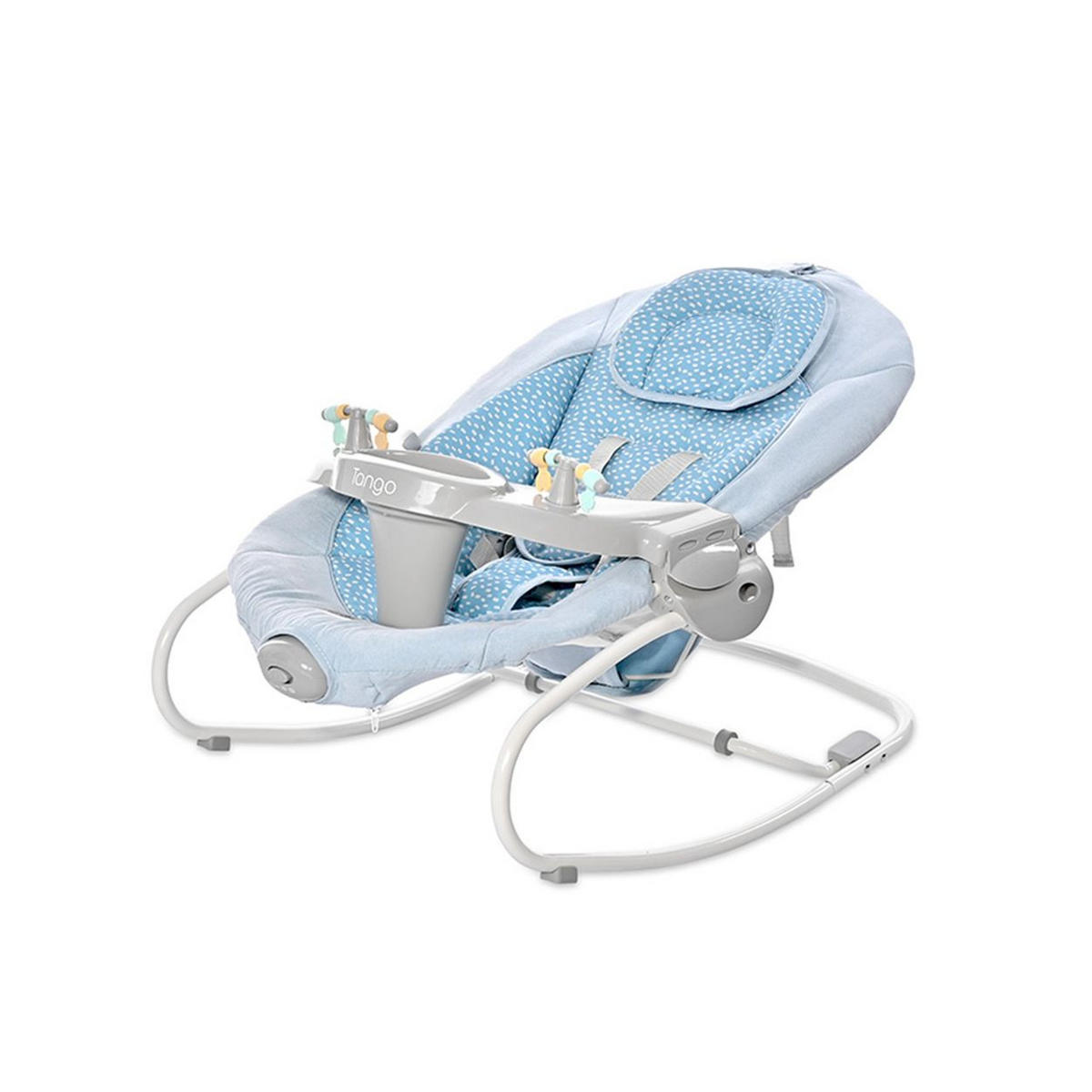 BABYWIPPE Tango 2 in 1 hellblau MP3-Funktion, Fernbedienung, Mobile, 5-Punkt-Gurt, Vibration - Blau, Metall - Lorelli